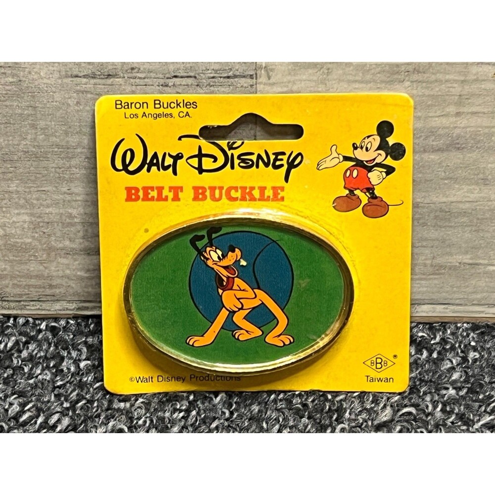 Walt Disney Pluto Belt Buckle Baron Buckles w/ Gold Trim Vintage 1970's - Sealed